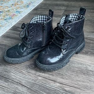 Girls Glitter Combat Boots